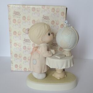 Precious Moments What the World Needs Girl Globe Porcelain Collectible Figurine